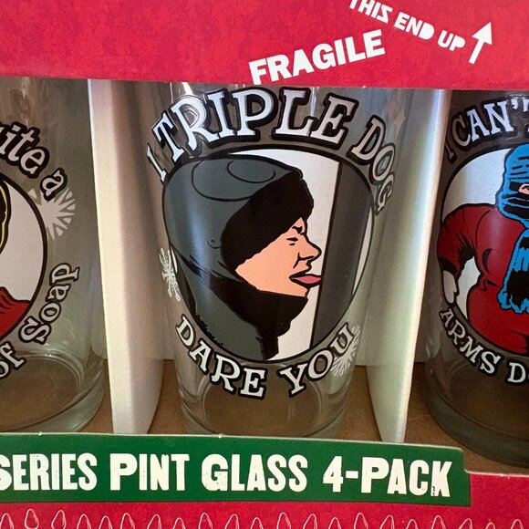 🌟Host Pick🌟 NWT A Christmas Story Collector's Pint Glass 4-Pack Ralphie Old Man - Picture 10 of 11
